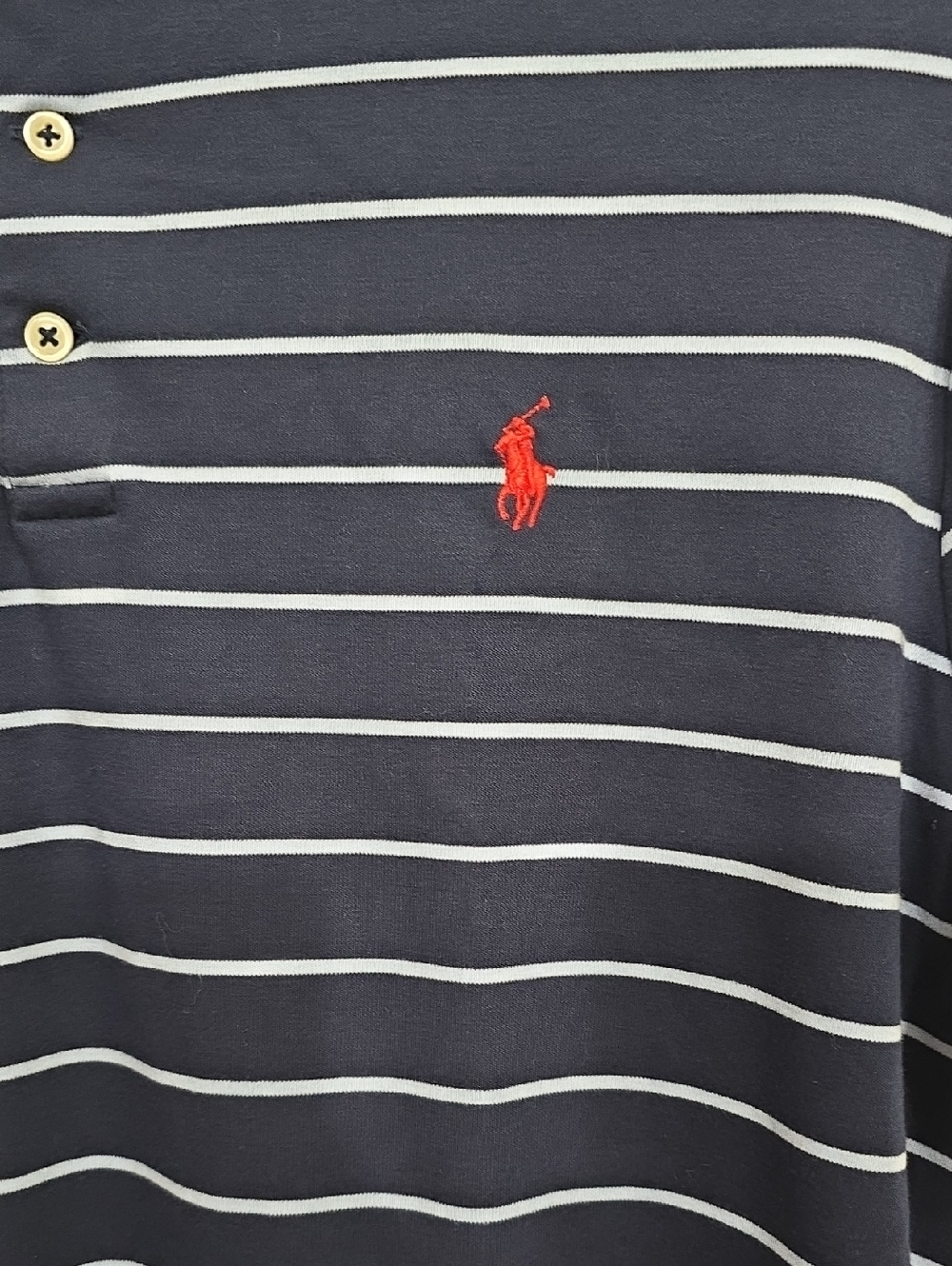 Polo Ralph Lauren Mens XL Slim Fit Polo Shirt Blue W/ Stripe Logo - Picture 3 of 10